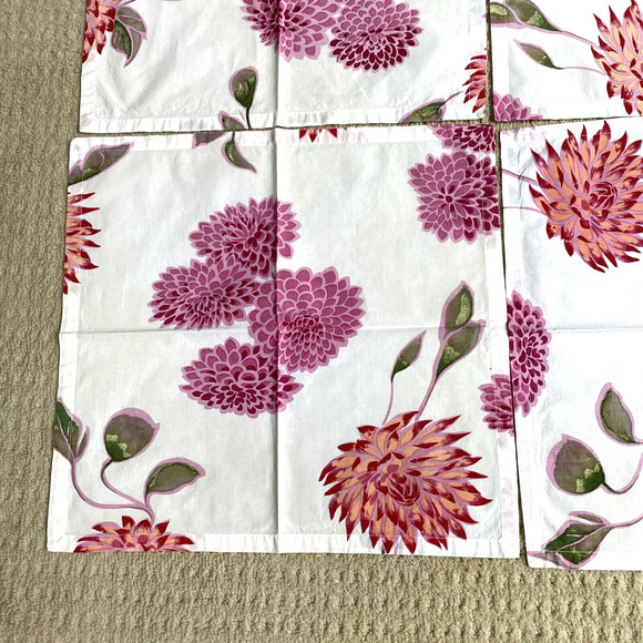 Cloth Napkins Set of 4 White Cotton & Pink Flowers Cottage Chic Farmhouse Floral - Picture 2 of 5